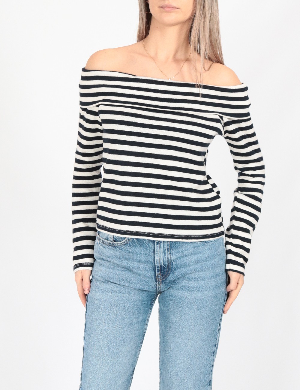 Bluza Jacqueline de Yong, alb/bleumarin - 1 | YEO
