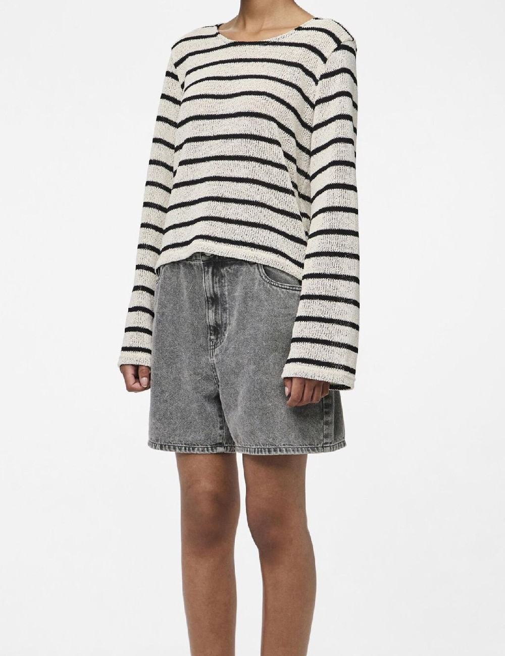 Bluza Pieces, ecru/negru - 1 | YEO