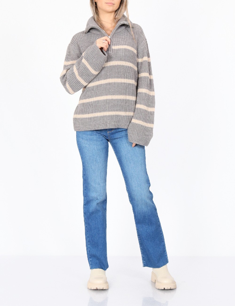 Pulover Jacqueline de Yong, gri - 1 | YEO