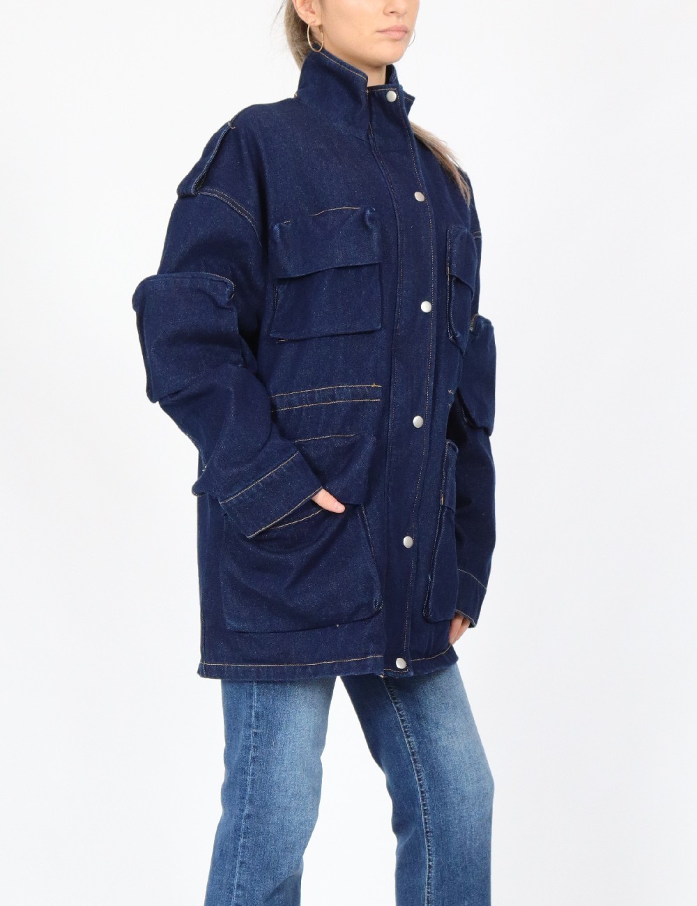 Jacheta Oversize Pieces, bleumarin - 1 | YEO