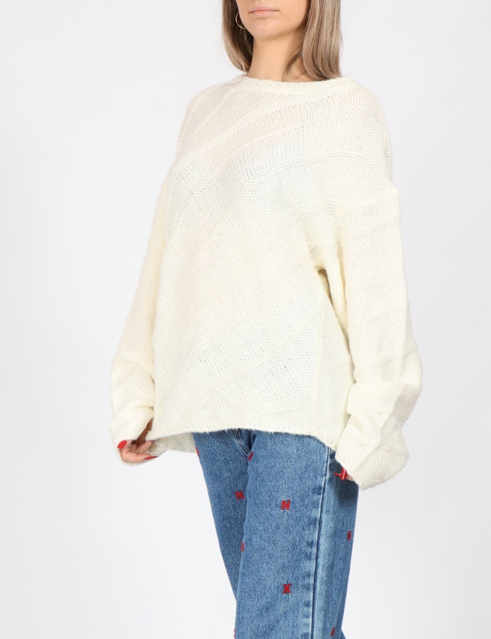 Pulover Pieces, ecru - 1 | YEO