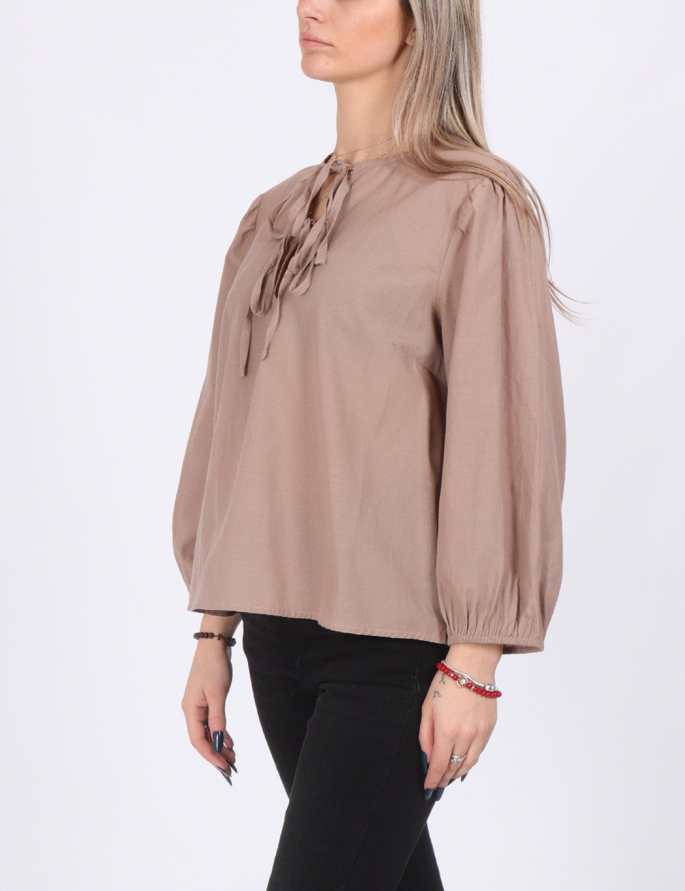 Bluza Pieces, maro - 1 | YEO