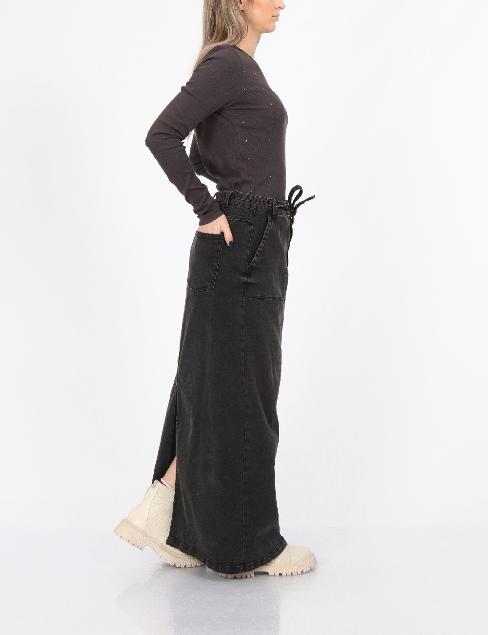 Fusta Jacqueline de Yong, gri inchis - 1 | YEO