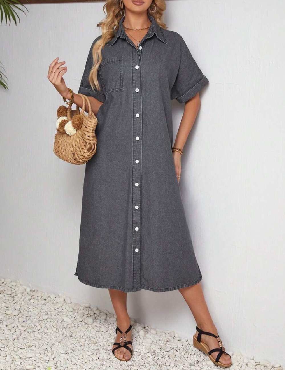 Rochie medie SHEIN, gri - 1 | YEO