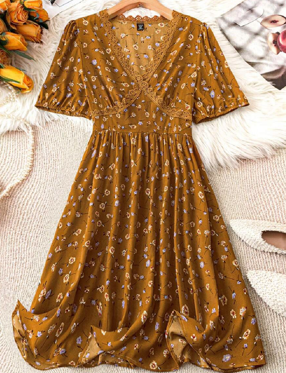 Rochie scurta SHEIN CURVE, maro