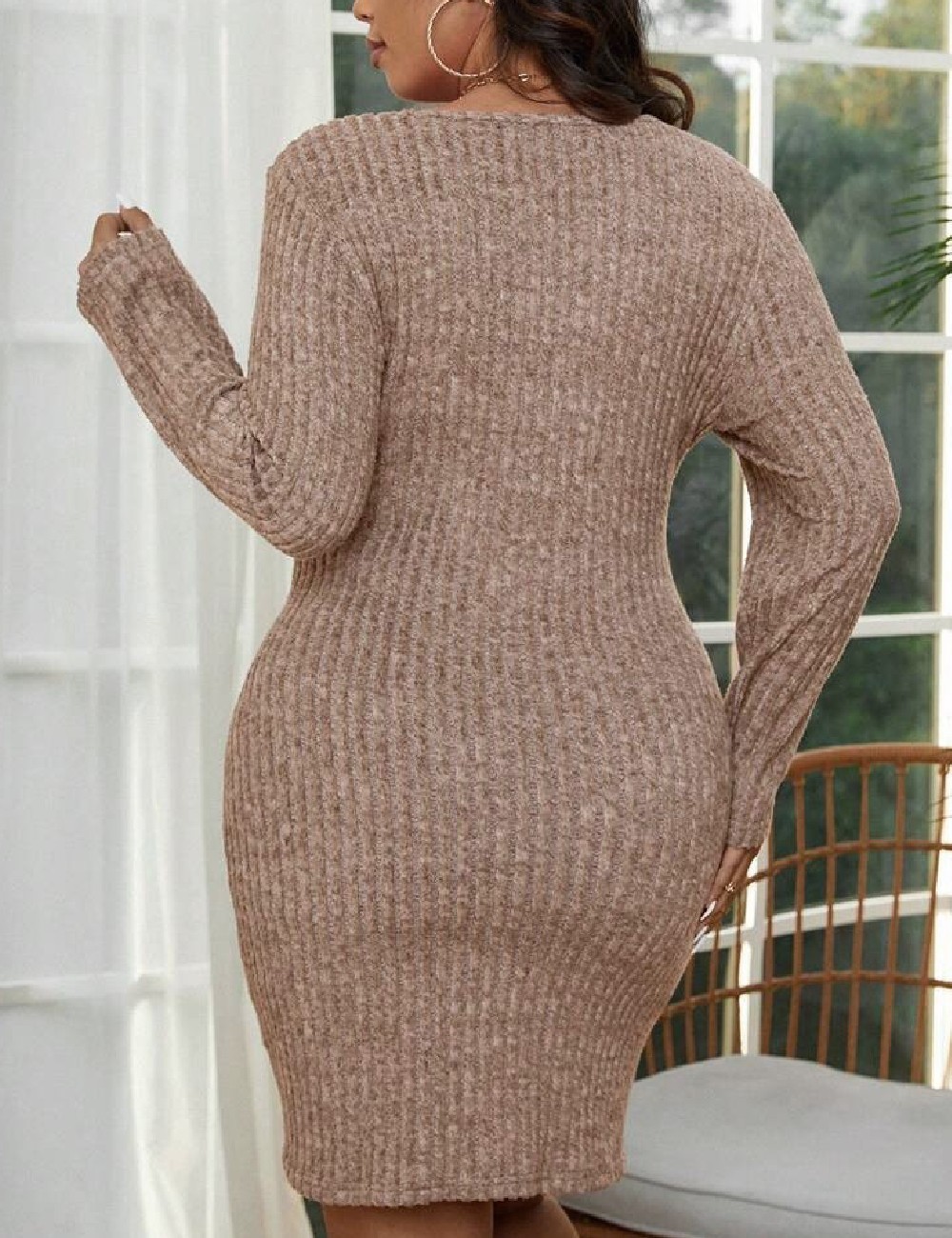 Rochie scurta SHEIN CURVE, maro - 1 | YEO