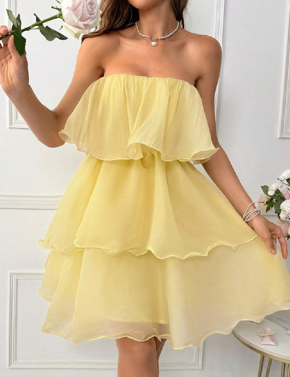 Rochie scurta SHEIN, galben - 1 | YEO