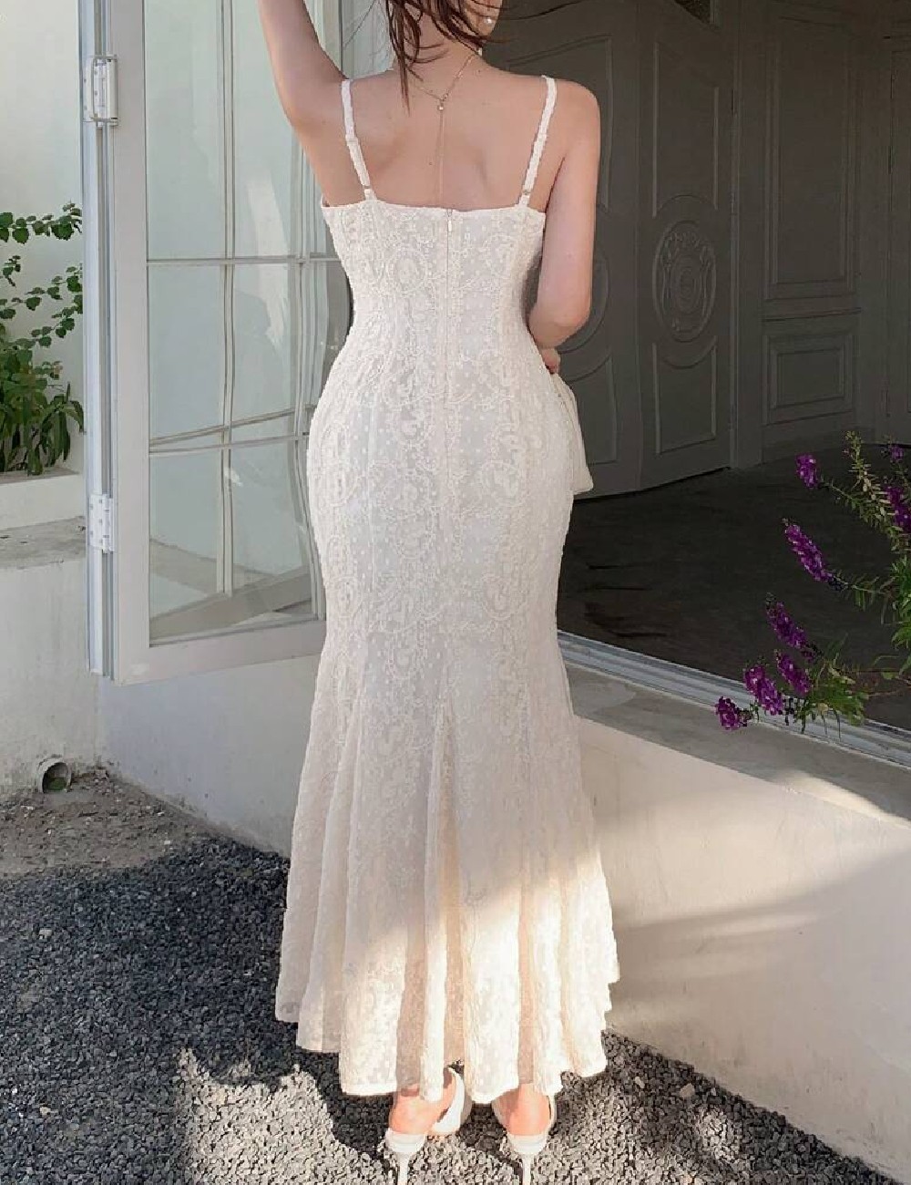 Rochie lunga Dazy, crem - 1 | YEO