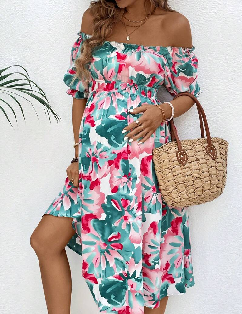 Rochie medie SHEIN Maternity, floral print