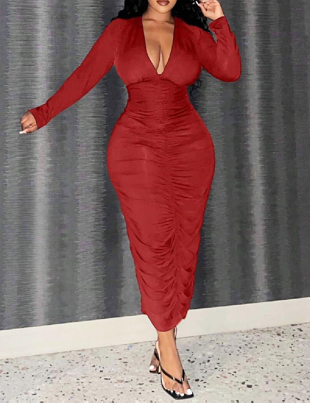 Rochie lunga SHEIN CURVE, rosu