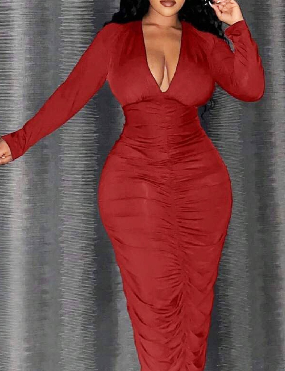 Rochie lunga SHEIN CURVE, rosu - 1 | YEO