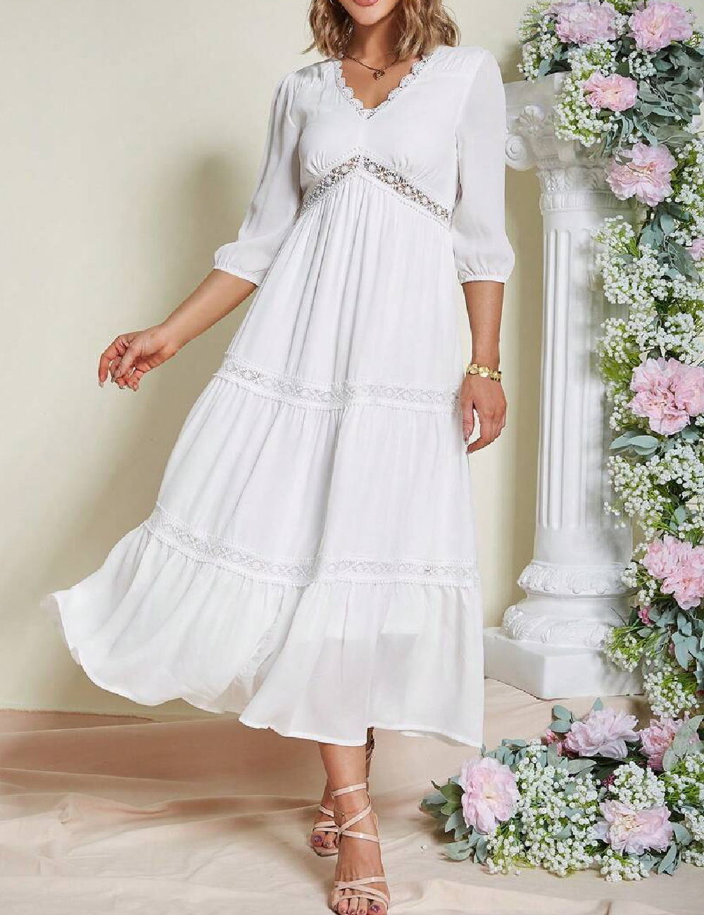 Rochie medie Eilly Bazar, alb