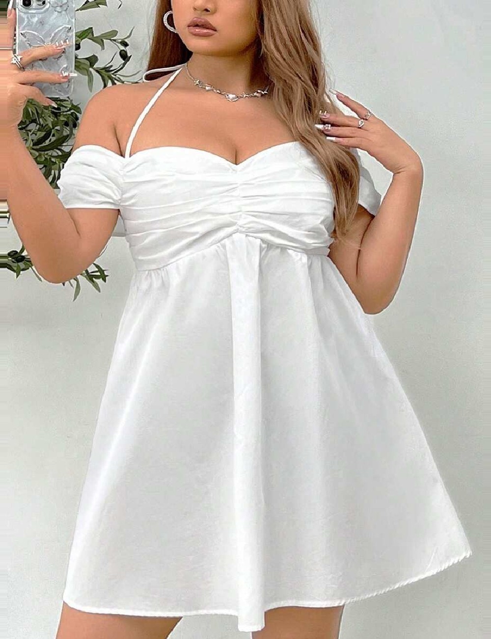 Rochie scurta SHEIN CURVE, alb - 1 | YEO