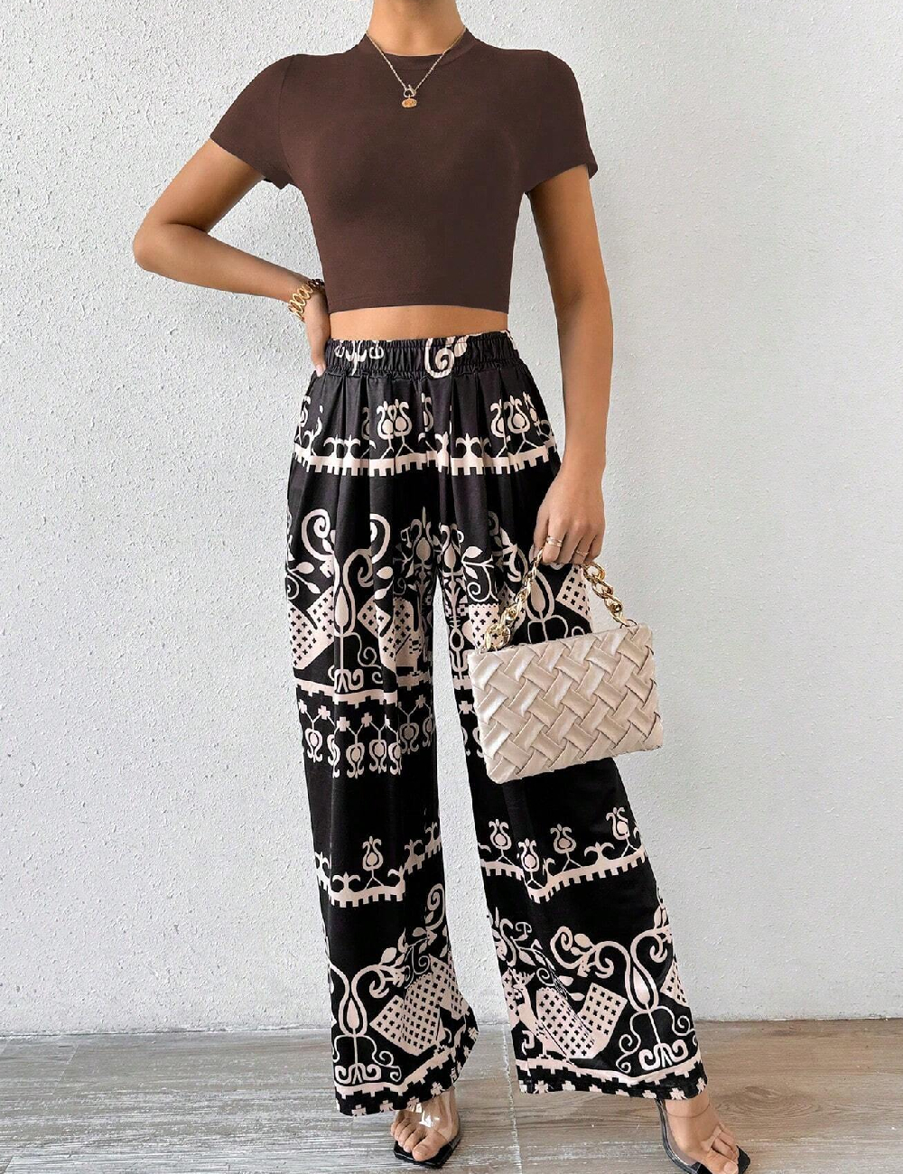 Compleu SHEIN, negru/maro