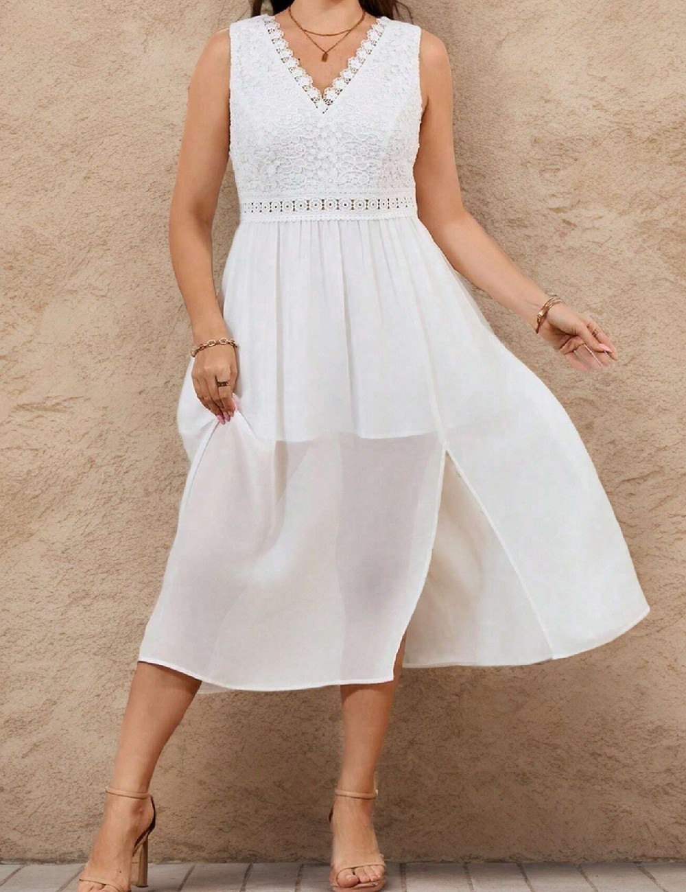 Rochie medie SHEIN CURVE, alb - 1 | YEO