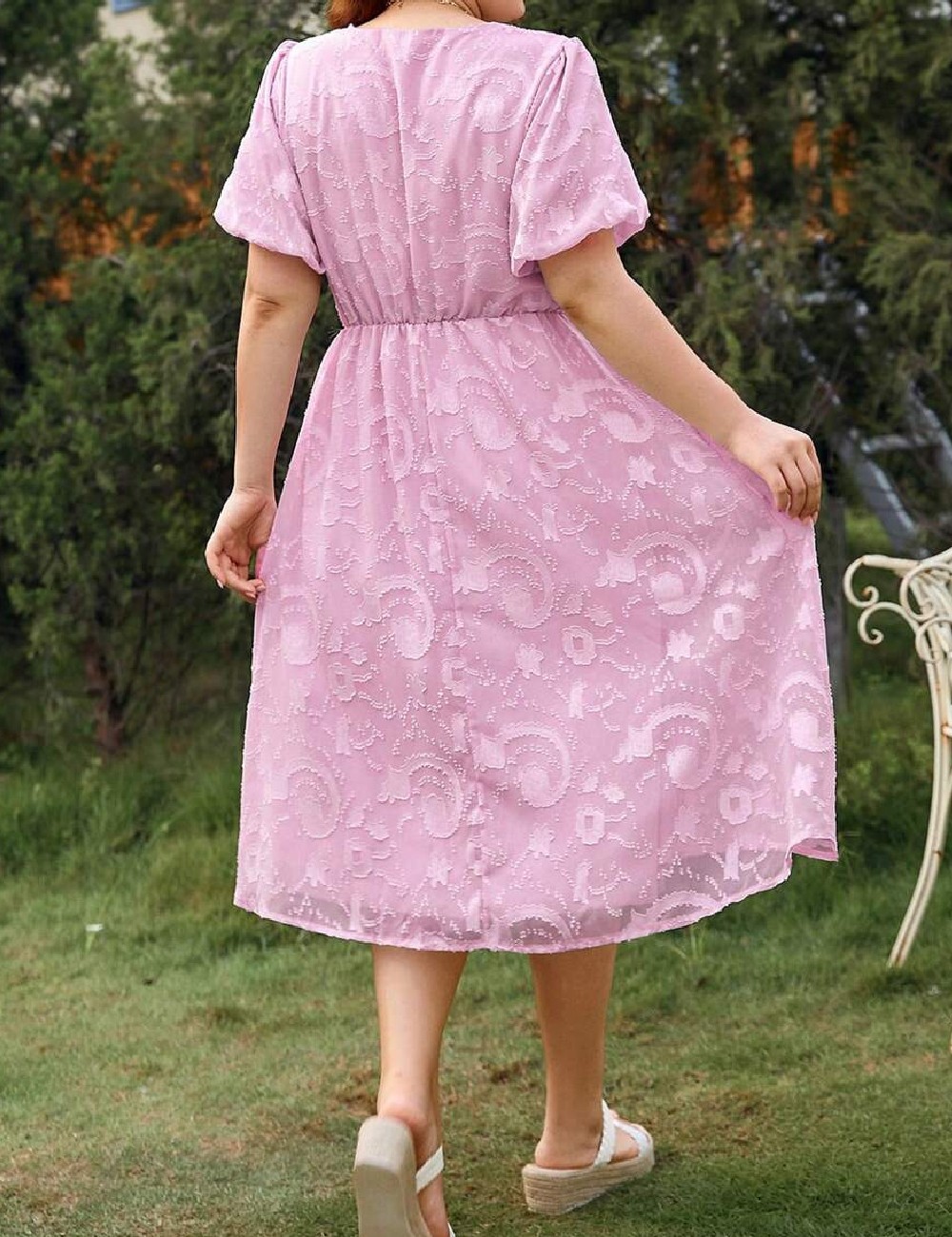 Rochie medie SHEIN CURVE, roz pudra - 1 | YEO