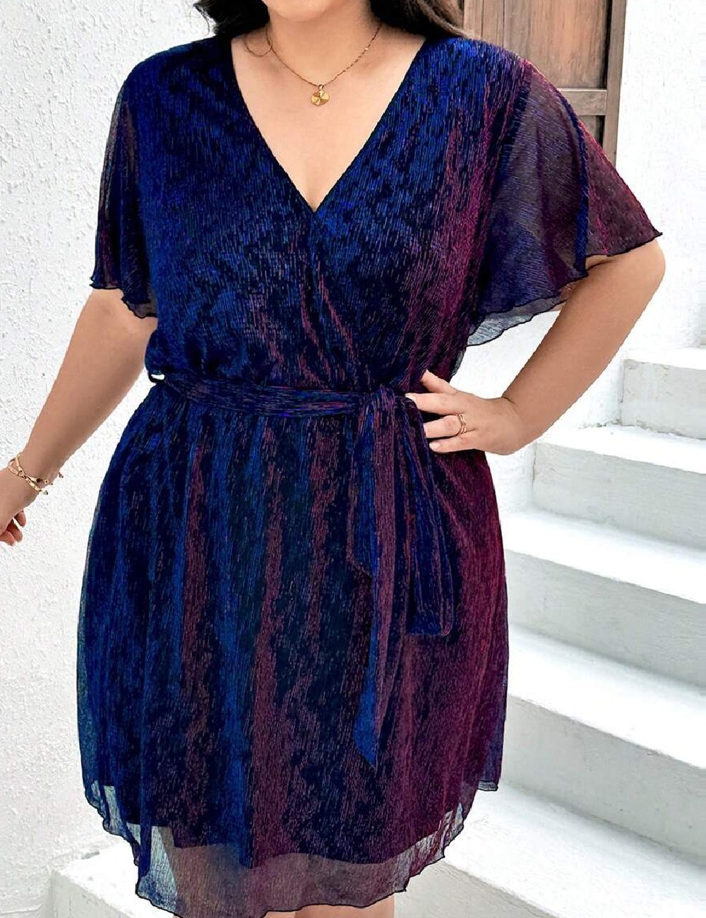 Rochie scurta SHEIN CURVE, albastru - 1 | YEO