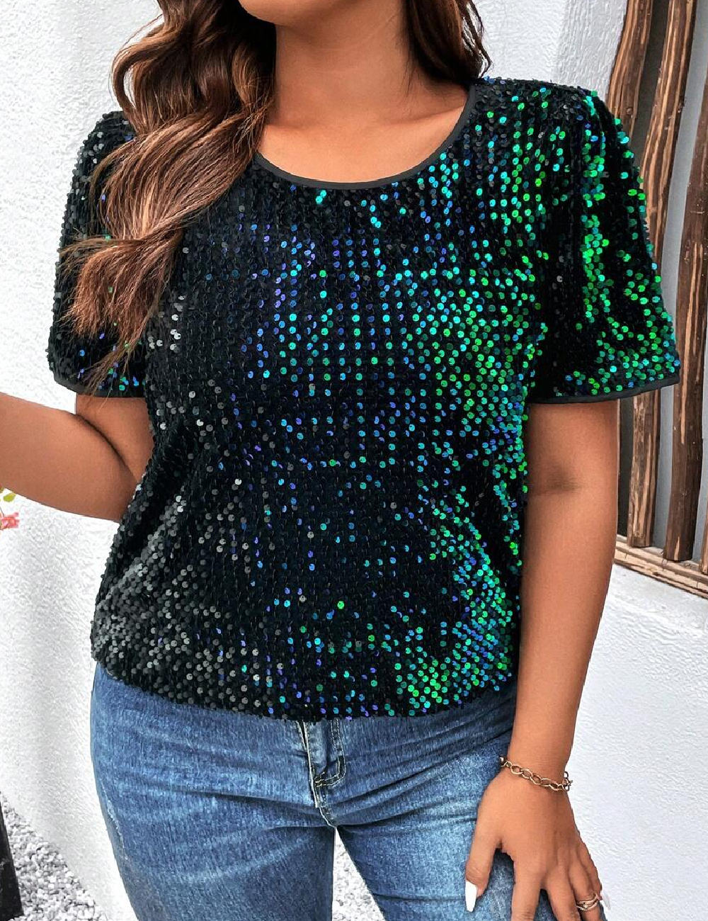 Bluza SHEIN CURVE, verde - 1 | YEO