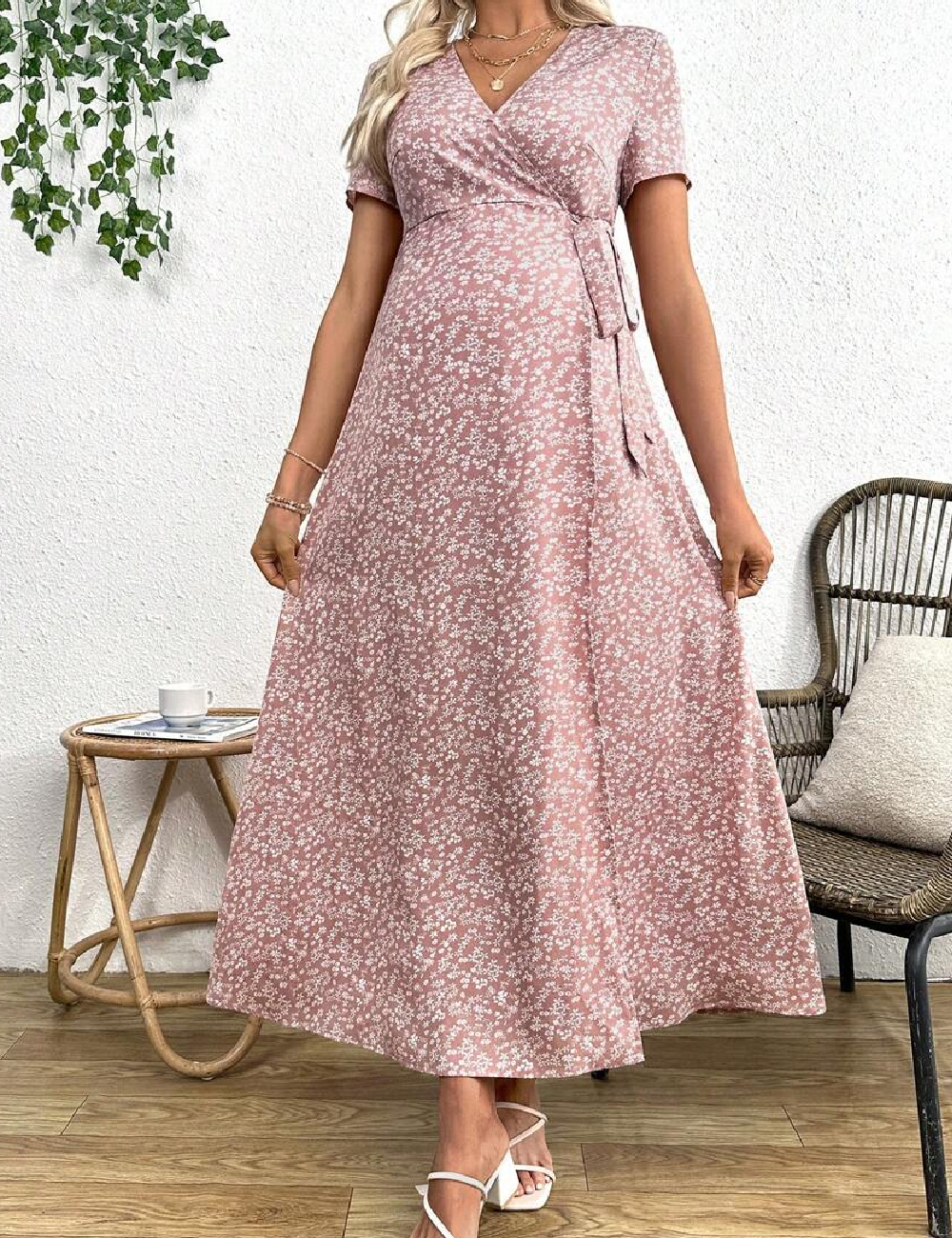 Rochie lunga SHEIN Maternity, floral print