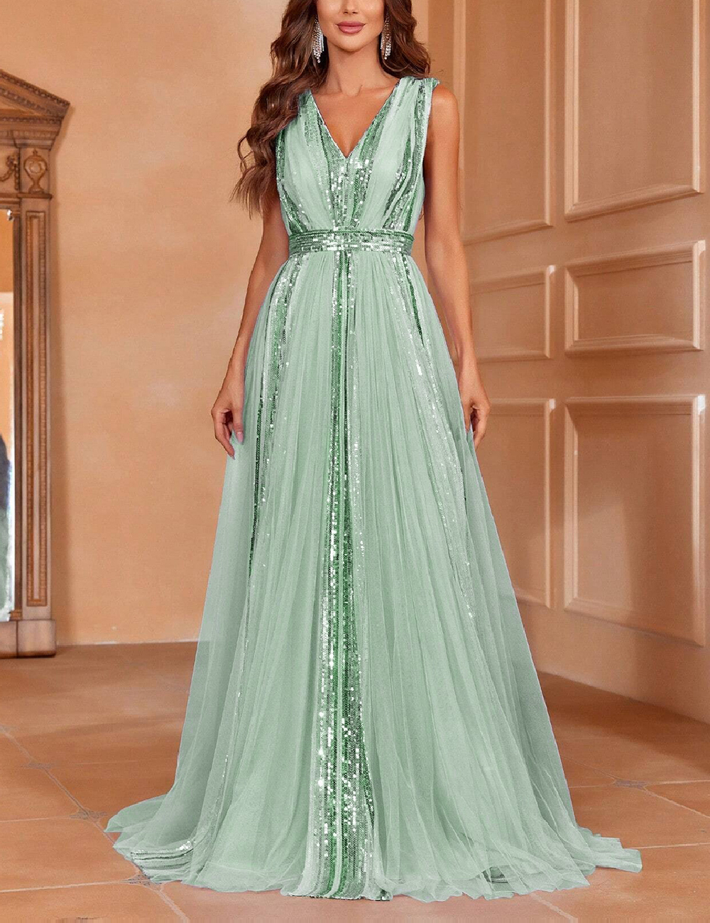 Rochie lunga Faeriesty, verde - 1 | YEO