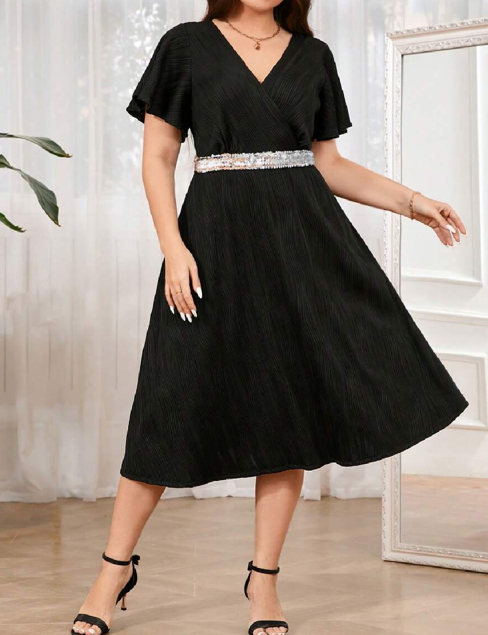 Rochie medie SHEIN CURVE, negru