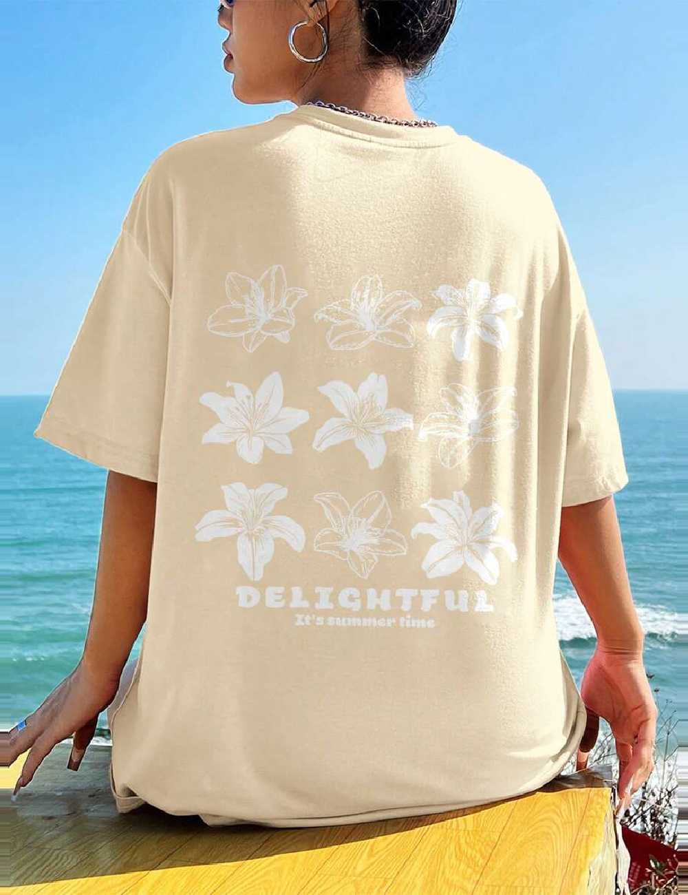 Tricou Oversize SHEIN, crem - 1 | YEO