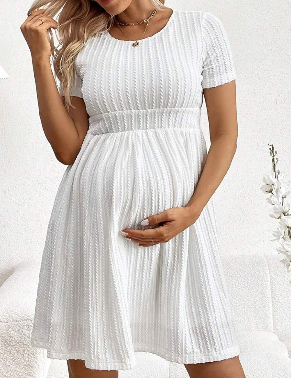 Rochie scurta SHEIN Maternity, alb