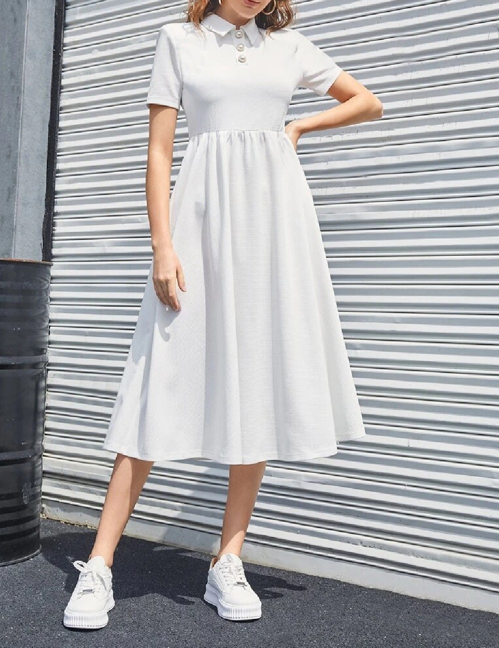 Rochie medie SHEIN, alb - 1 | YEO