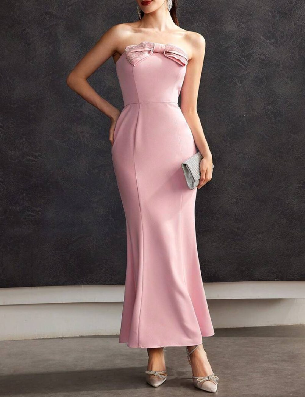 Rochie lunga MOTF, roz