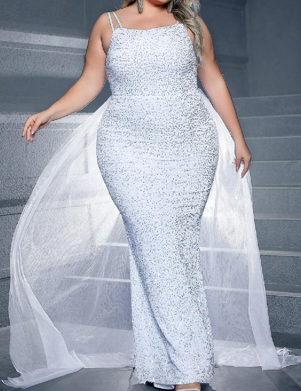 Rochie lunga house of chic curve, alb