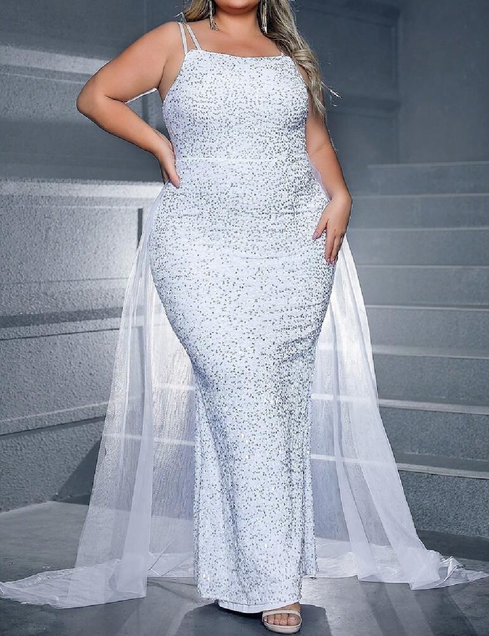 Rochie lunga House of chic Curve, alb - 1 | YEO