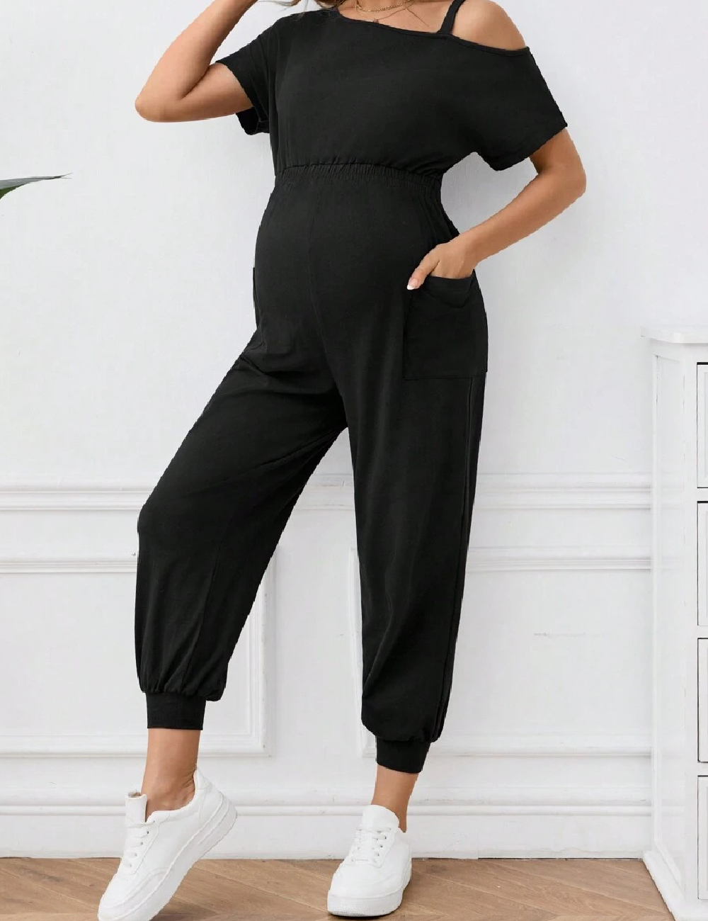 Salopeta SHEIN Maternity, negru