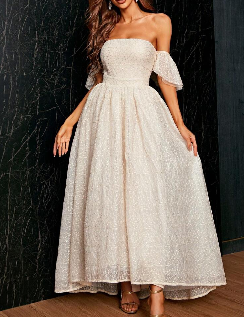 Rochie lunga Miss ord, crem