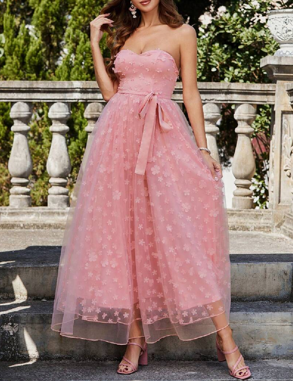 Rochie lunga Double Crazy, roz