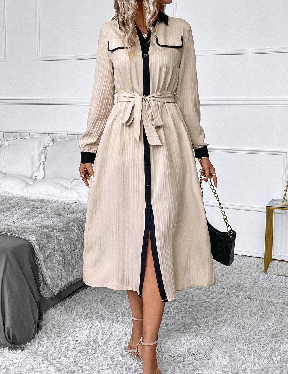 Rochie medie SHEIN, crem - 1 | YEO