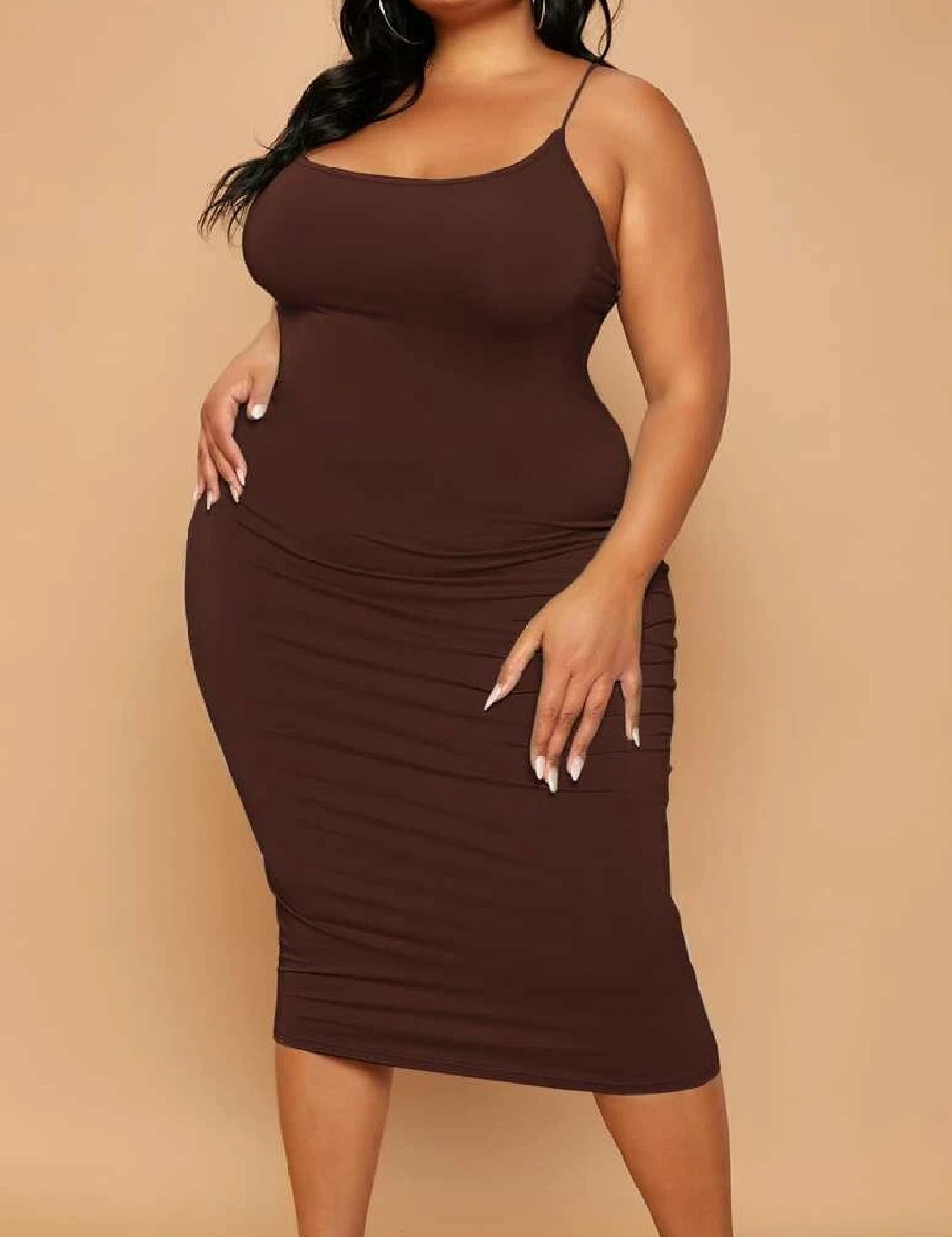 Rochie medie SHEIN CURVE, maro - 1 | YEO