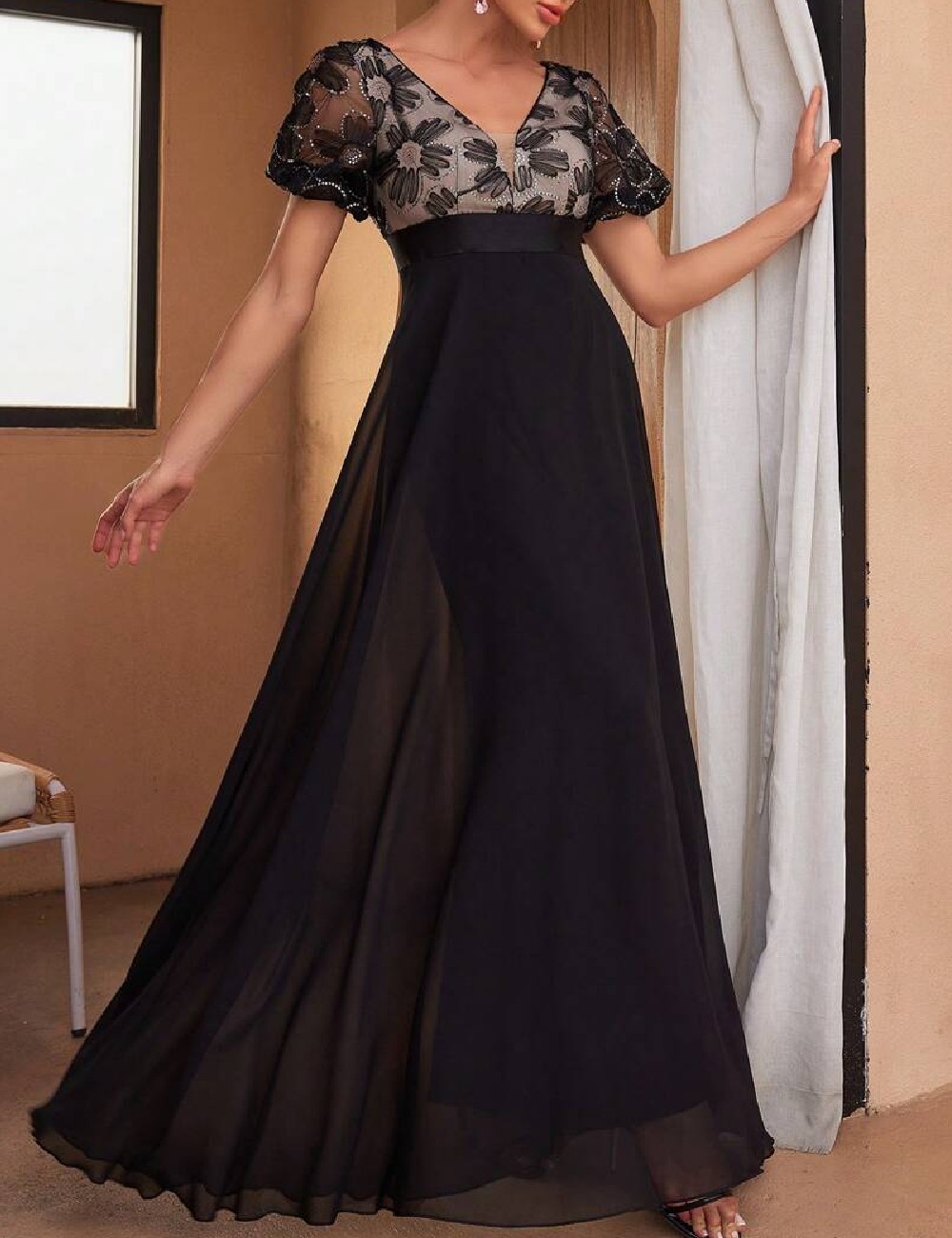 Rochie lunga UNITHORSE, negru - 1 | YEO