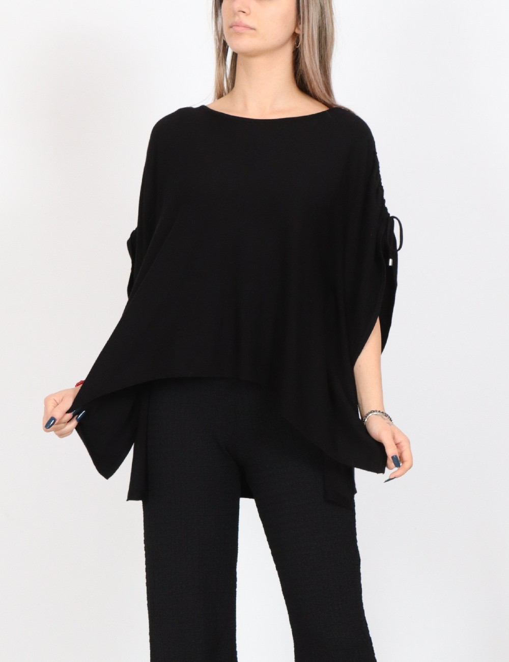 Poncho Comma, negru - 1 | YEO
