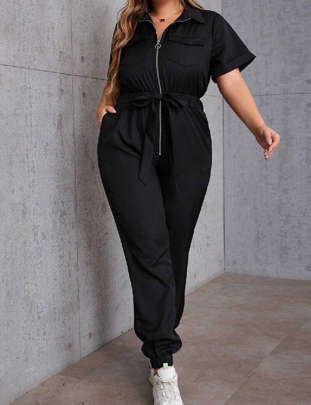 Salopeta Eilly Bazar Plus Size, negru - 1 | YEO