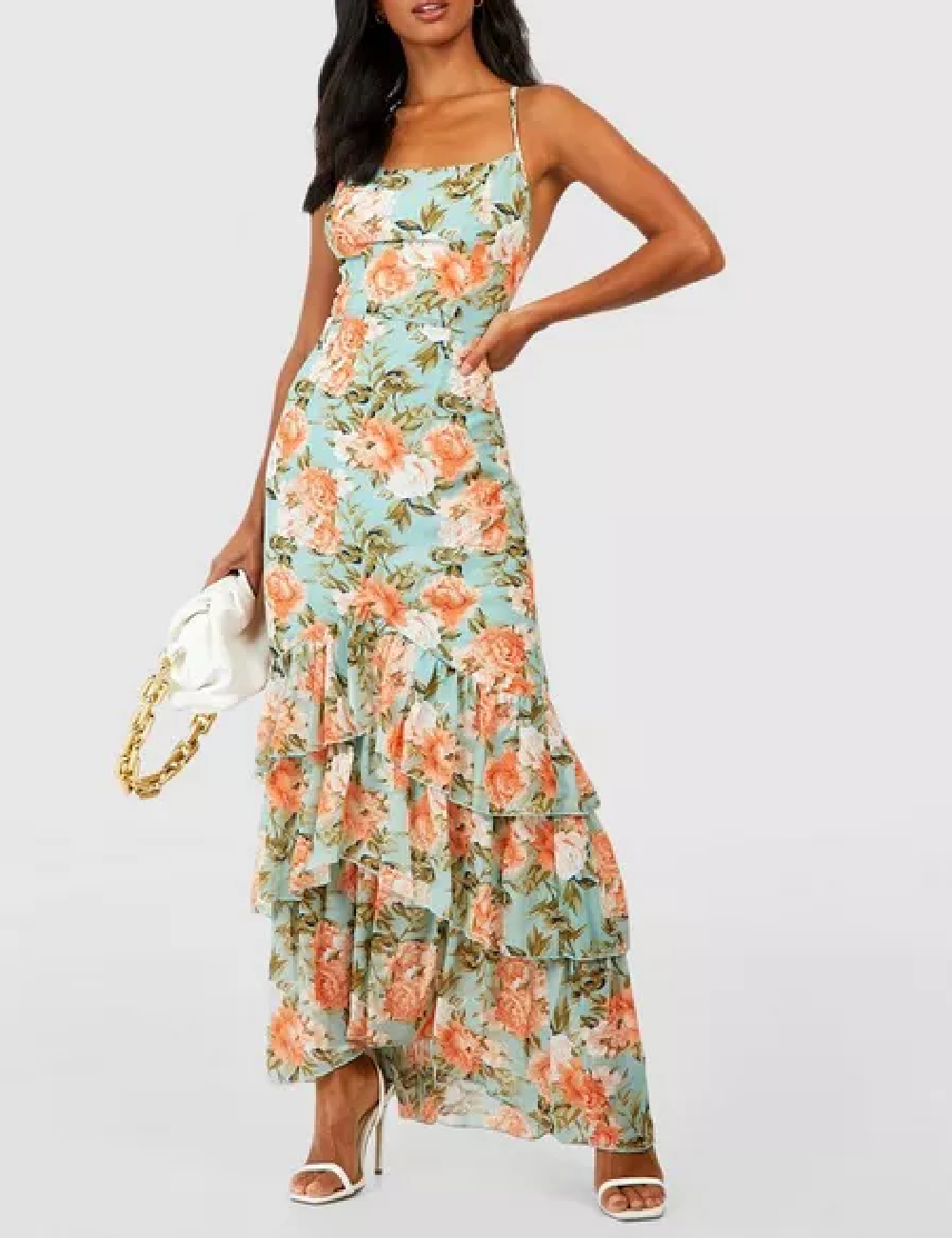 Rochie lunga Boohoo, floral print