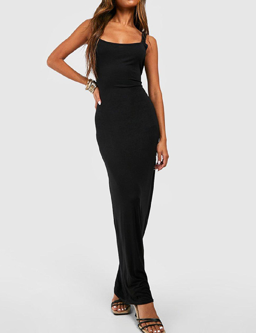 Rochie lunga Boohoo, negru
