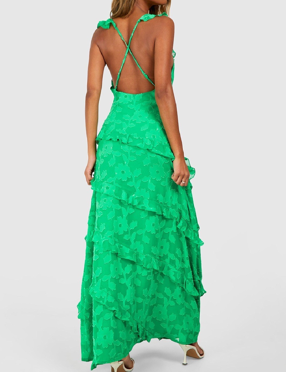 Rochie lunga Boohoo, verde - 1 | YEO