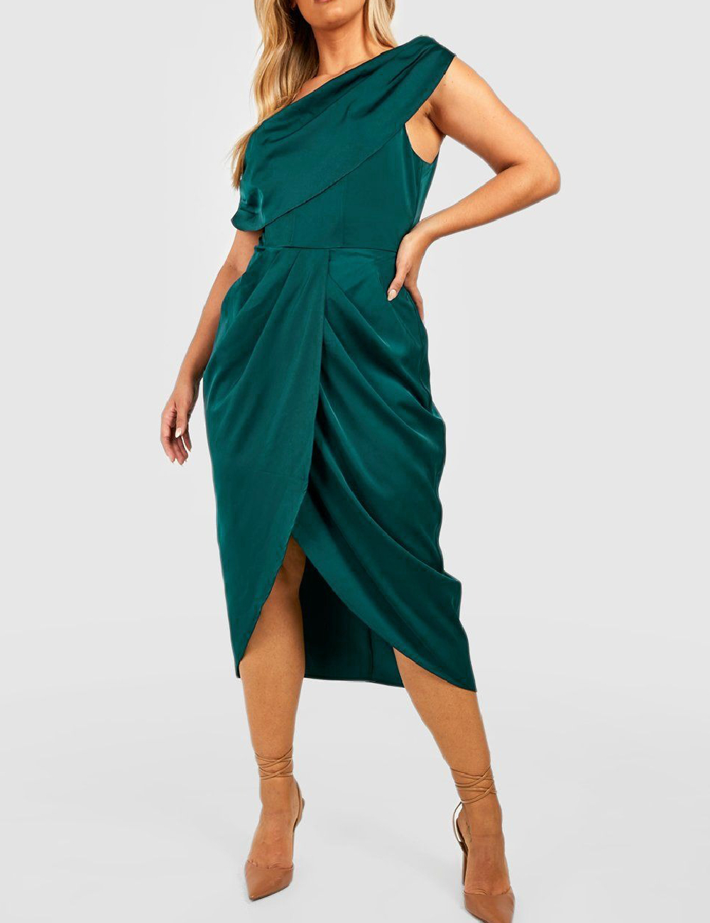 Rochie medie Boohoo Plus Size, verde