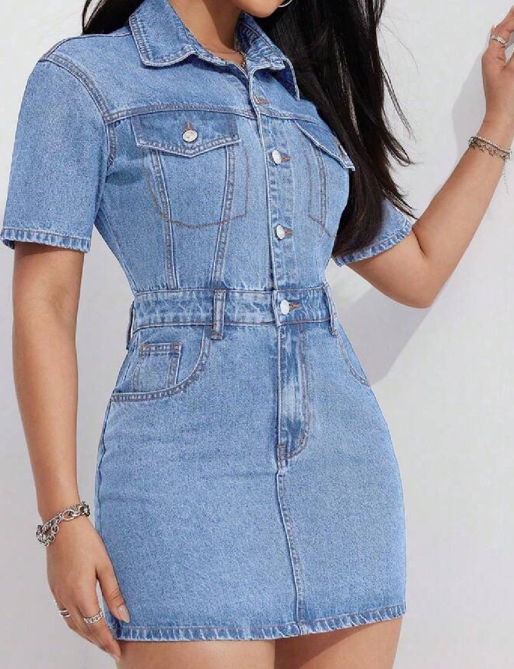 Rochie scurta SHEIN, albastru - 1 | YEO