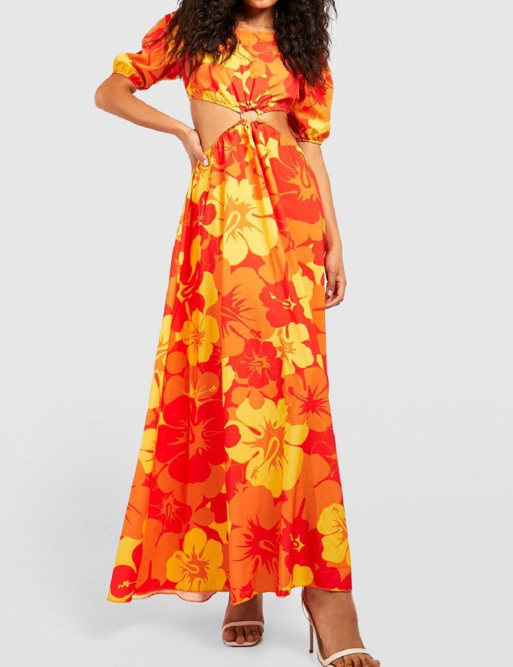 Rochie lunga Boohoo, portocaliu