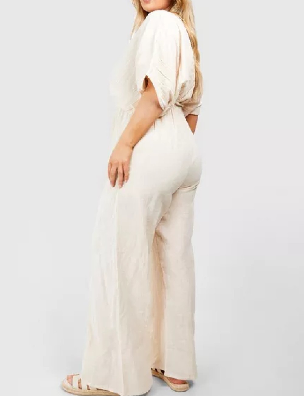 Salopeta Boohoo Plus Size, crem - 1 | YEO