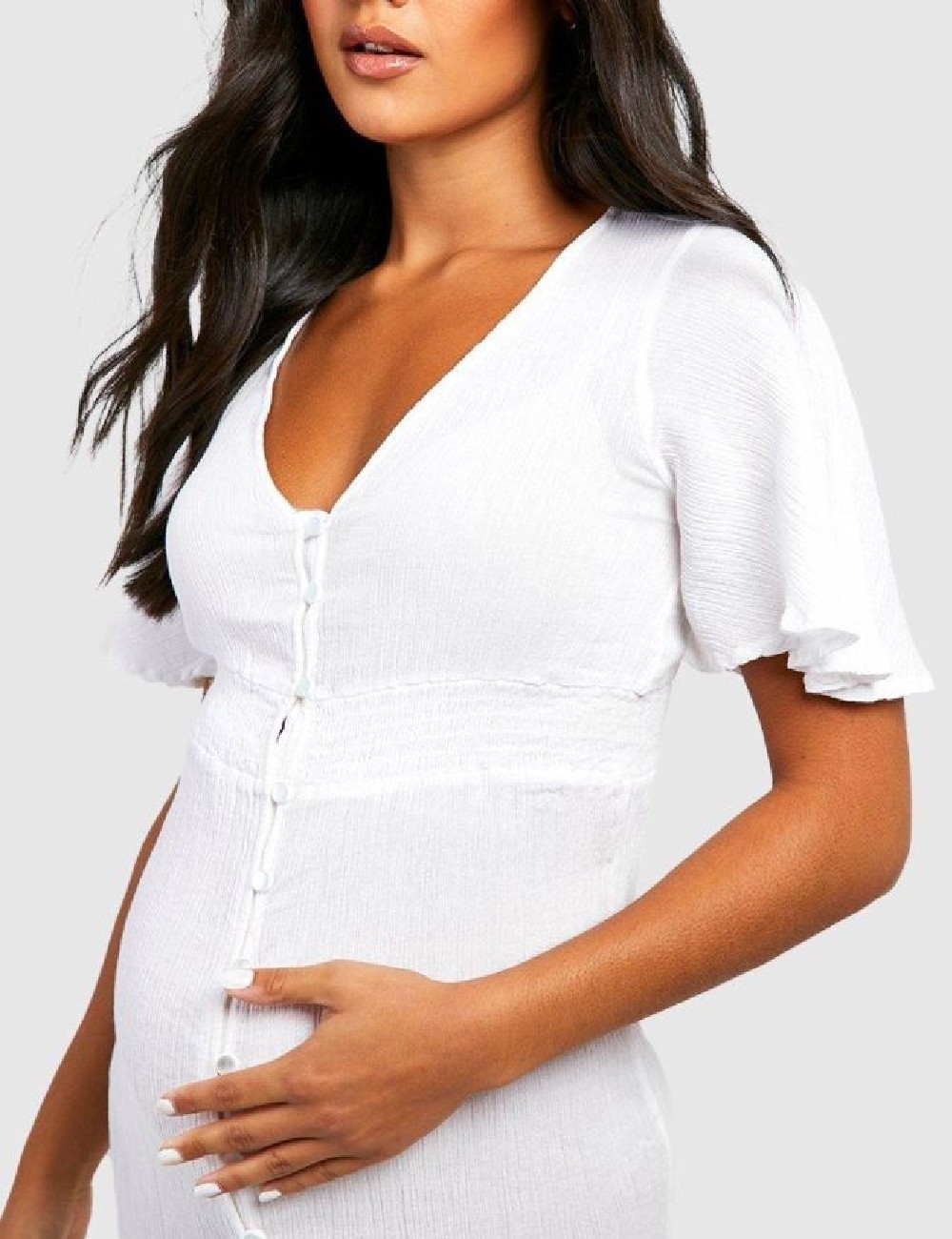 Rochie lunga Boohoo maternity, alb - 1 | YEO