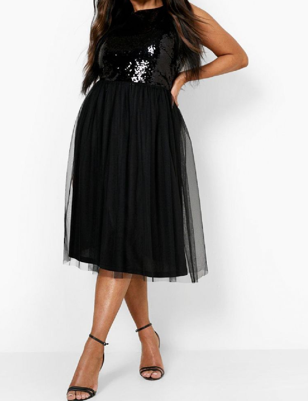 Rochie medie Boohoo Plus Size, negru