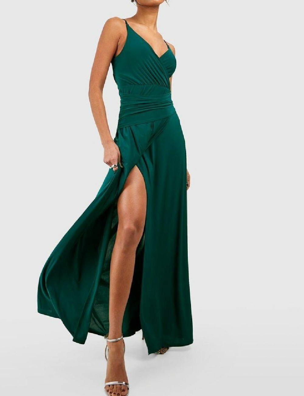 Rochie lunga Boohoo, verde - 1 | YEO