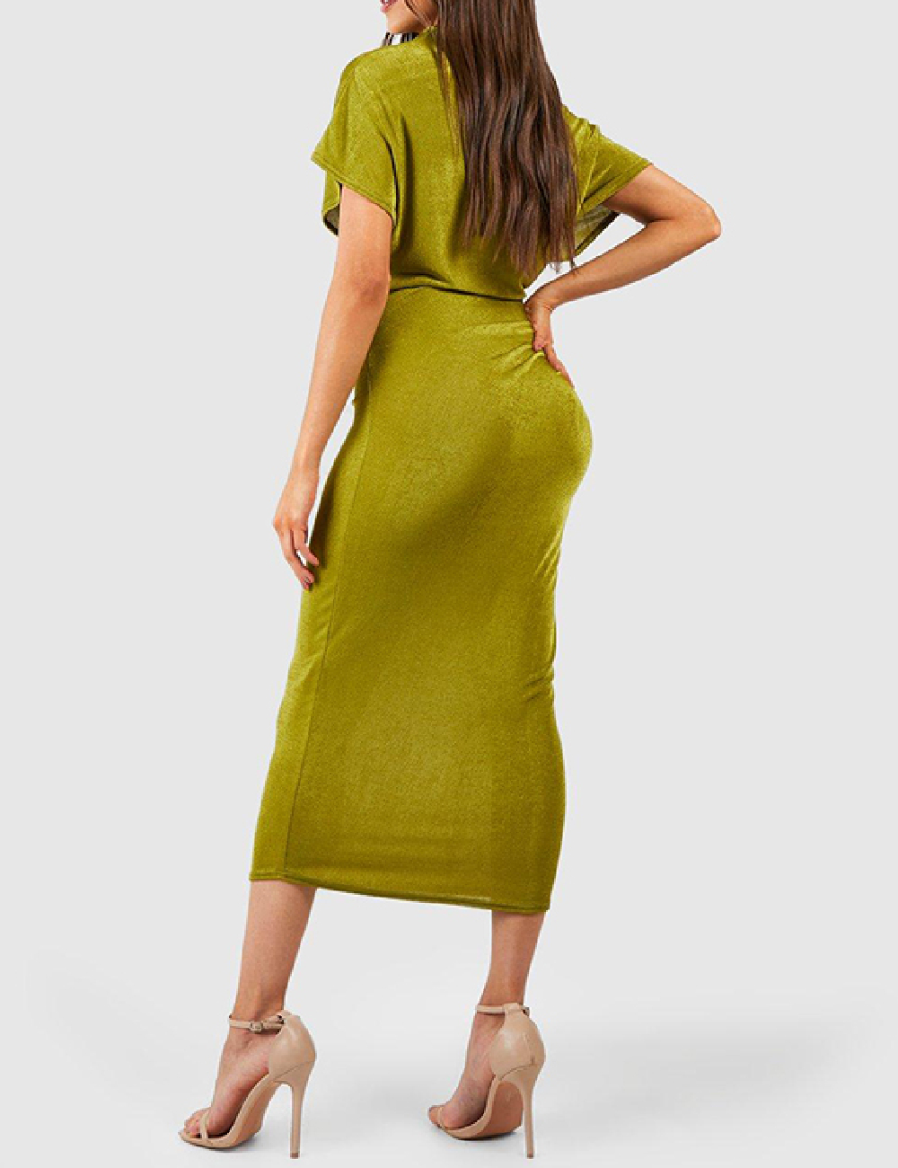 Rochie medie Boohoo, verde - 1 | YEO
